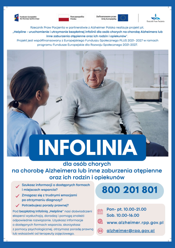 Ilustracja do artykułu: HELPLINE – bezpłatna infolinia dla osób chorych na chorobę Alzheimera lub inne zaburzenia otępienne oraz ich rodzin i opiekunów